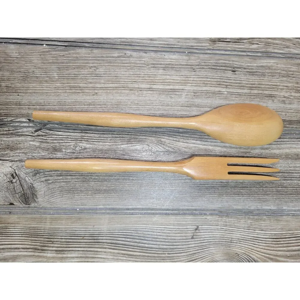 Vintage MCM Wooden Salad Servers 12